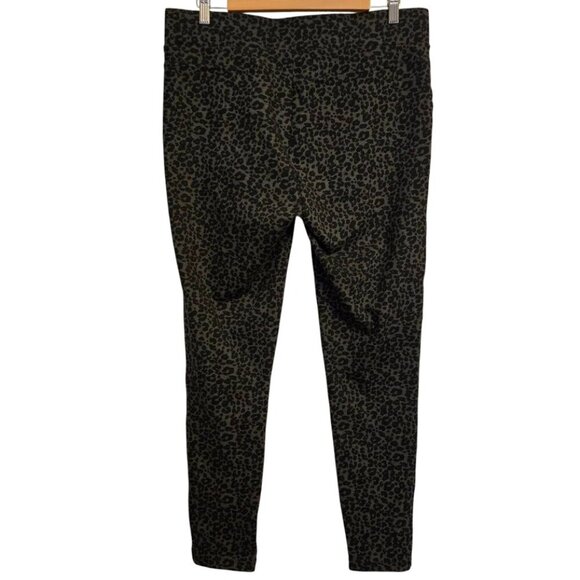 LOFT Womens Large Leggings Gray Black Leopard Animal Print Stretch Pull On Pants - Picture 3 of 7